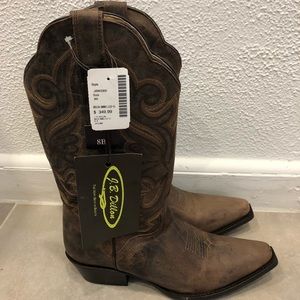 J.B. Dillon Dark Brown Leather Cowboy Boots Size 8